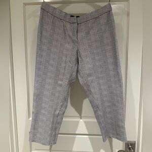 Amanda + Chelsea Straight Leg Capri Stretch Pant Plaid Black White Blue sz 14